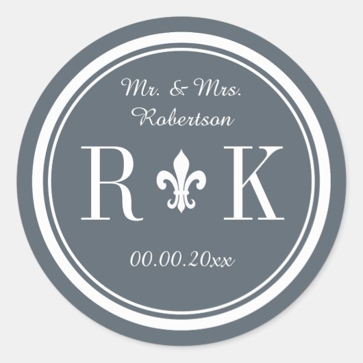 Glamoureuze bruiloft monogram partij gunst sticker (Voorkant)