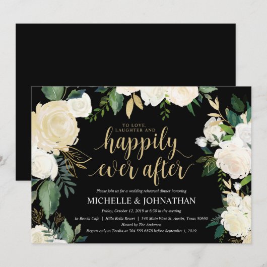 Glamoureuze bruiloft repetitie diner uitnodigingsk kaart (Voorkant / Achterkant)