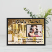 Glamoureuze Bubbly Foto 50e Verjaardag Uitnodiging (Staand voorkant)