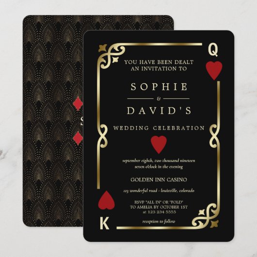 Glamoureuze Casino Las Vegas Poker Huwelijk Kaart (Voorkant / Achterkant)