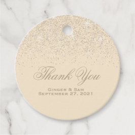 Glamoureuze champagne glitter bedankjes labels
