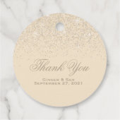 Glamoureuze champagne glitter bedankjes labels (Achterkant)
