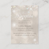 Glamoureuze champagne glitter bruiloft receptie informatiekaartje (Voorkant)