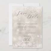 Glamoureuze Champagne Glitter Fotobruiloft Save The Date (Voorkant)
