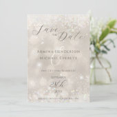 Glamoureuze Champagne Glitter Fotobruiloft Save The Date (Staand voorkant)