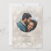 Glamoureuze Champagne Glitter Fotobruiloft Save The Date (Achterkant)