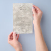 Glamoureuze Champagne Glitter Luxe Bruiloft Menu (Hand)