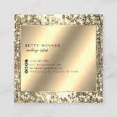 Glamoureuze Champagne Gold Glitter Script Monogram Vierkante Visitekaartje (Achterkant)