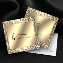 Glamoureuze Champagne Gold Glitter Script Monogram