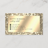 Glamoureuze Champagne Gold Glitter Script Monogram Visitekaartje (Achterkant)