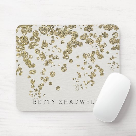 Glamoureuze Champagne Gouden Confetti op Ivoor Muismat (Met muis)