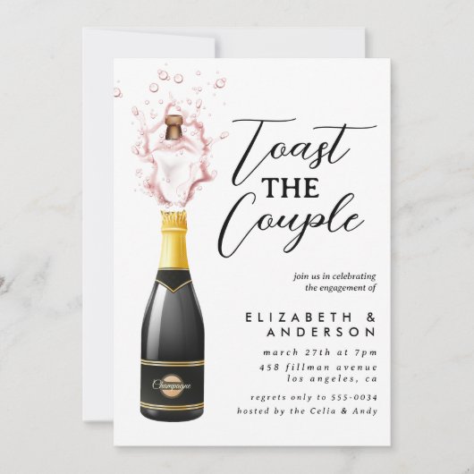 Glamoureuze Champagne Toast Engagement Party Kaart (Voorkant)