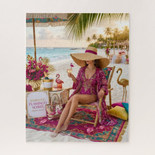 Glamoureuze Chic Dame Flamingo Thema Tropisch Stra Legpuzzel