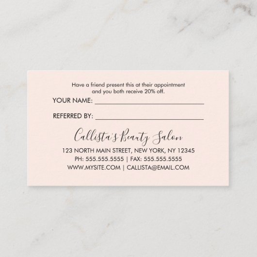 Glamoureuze Chic Gold Glitter Roze Modern Aanbevelingskaartje (Achterkant)