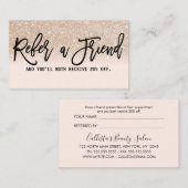 Glamoureuze Chic Gold Glitter Roze Modern Aanbevelingskaartje (Voorkant / Achterkant)