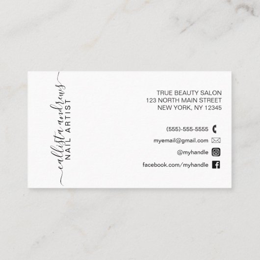 Glamoureuze Chic Gold Glitter Typography Nail Arti Visitekaartje (Achterkant)