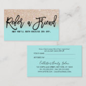 Glamoureuze Chic Mint Gold Glitter Modern Aanbevelingskaartje (Voorkant / Achterkant)