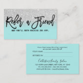 Glamoureuze Chic Mint Zilver Glitter Modern Aanbevelingskaartje (Voorkant / Achterkant)