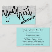 Glamoureuze Chic Mint Zilver Glitter Modern Afsprakenkaartje (Voorkant / Achterkant)