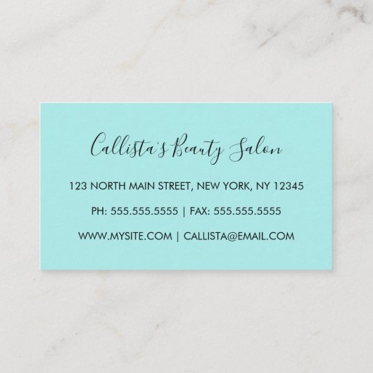 Glamoureuze Chic Mint Zilver Glitter Modern Klantenkaartje (Achterkant)