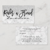 Glamoureuze Chic Modern Zilver Glitter Marmer Aanbevelingskaartje (Voorkant / Achterkant)