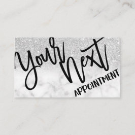 Glamoureuze Chic Modern Zilver Glitter Marmer Afsprakenkaartje