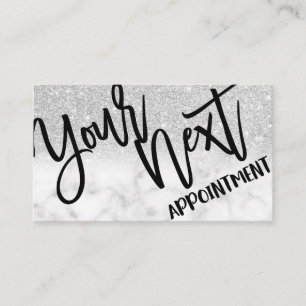 Glamoureuze Chic Modern Zilver Glitter Marmer Afsprakenkaartje