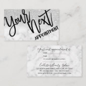 Glamoureuze Chic Modern Zilver Glitter Marmer Afsprakenkaartje (Voorkant / Achterkant)