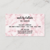 Glamoureuze Chic Pink Glitter Marble Nail Technici Visitekaartje (Achterkant)