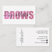 Glamoureuze Chic Pink Glitter Typography Brow Arti Visitekaartje (Voorkant / Achterkant)