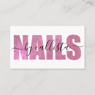 Glamoureuze Chic Pink Glitter Typography Nail Arti Visitekaartje