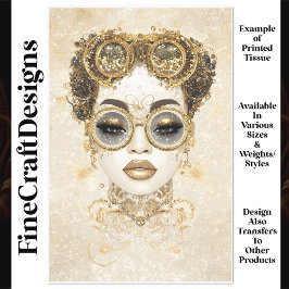Glamoureuze Chic Steampunk Vrouw Goud Q1 Decoupage Tissuepapier
