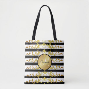 Glamoureuze Chique faux goud metallic strepen Tote Bag