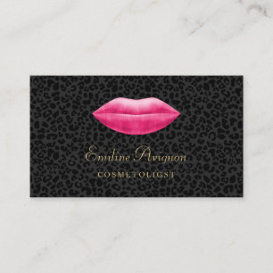Glamoureuze Cosmetologist Black Leopard Pink Lips Visitekaartje