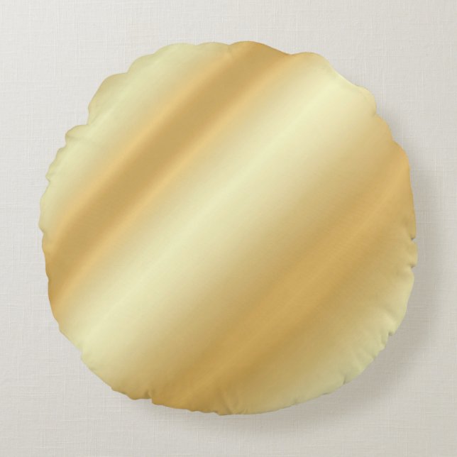 Glamoureuze Custom Faux Gold Blank Moderne Sjabloo Rond Kussen (Voorkant)
