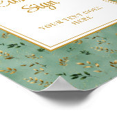 Glamoureuze Deep Green Gold Eucalyptus Custom Sign Poster (Hoek)