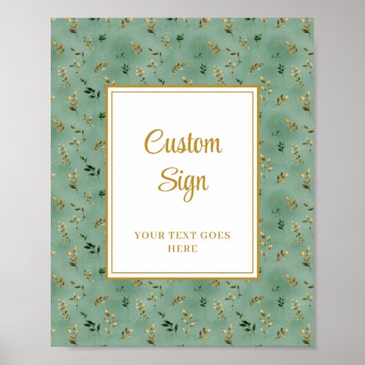 Glamoureuze Deep Green Gold Eucalyptus Custom Sign Poster (Voorkant)
