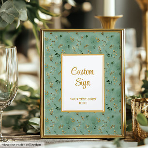 Glamoureuze Deep Green Gold Eucalyptus Custom Sign Poster