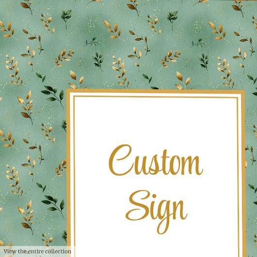 Glamoureuze Deep Green Gold Eucalyptus Custom Sign Poster