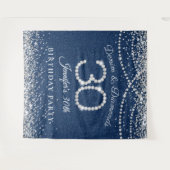 Glamoureuze Denim & Diamonds 30e verjaardag achter Wandkleed (Voorkant (horizontaal))