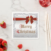 Glamoureuze Diamanten & Rode Silky Sash Bow Kerstm Servetten (Insitu)