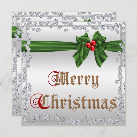 Glamoureuze diamanten & zijdeachtige sjerp strik k kaart (Voorkant / Achterkant)