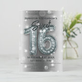 Glamoureuze Diamond Sweet 16 verjaardagsfeest Kaart (Staand voorkant)