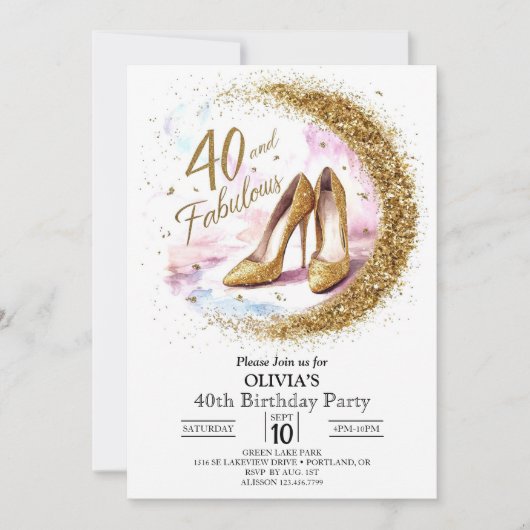 Glamoureuze Digitale Goud 40e Verjaardag Kaart (Voorkant)