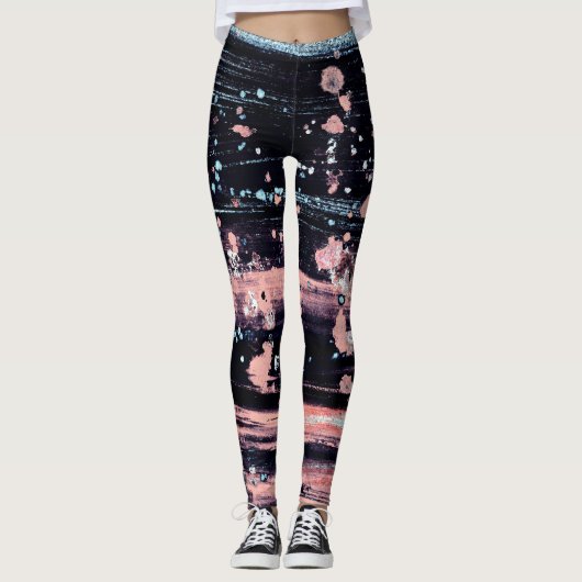 Glamoureuze donkergrijze roze spotlight leggings (Voorkant)