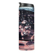 Glamoureuze donkergrijze roze spotlight thermosbeker (Geroteerd rechts)