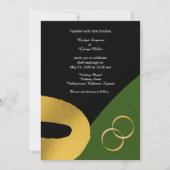 Glamoureuze driekleur gouden ring bruiloft kaart (Voorkant)