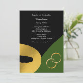 Glamoureuze driekleur gouden ring bruiloft kaart (Staand voorkant)