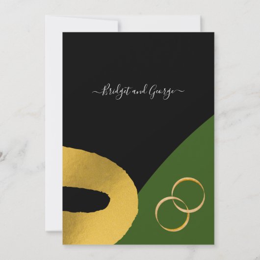 Glamoureuze driekleur gouden ring bruiloft kaart (Achterkant)