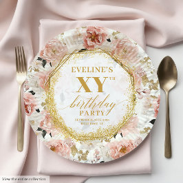 Glamoureuze Dusty Pink Floral Verjaardagspapier Bo Papieren Bordje